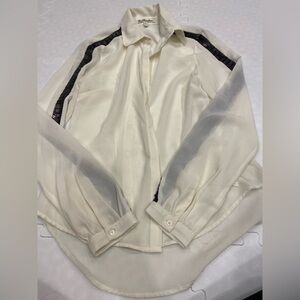 True Freedom Cream Blouse with Black Details
